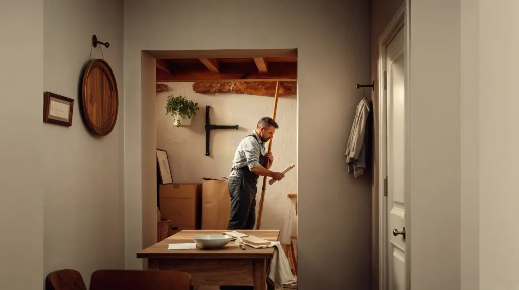 Artisan traitant une remontée capillaire en pied de mur