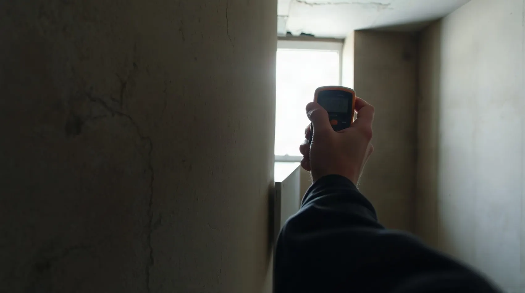 Expert bâtiment mesurant l'humidité dans les murs