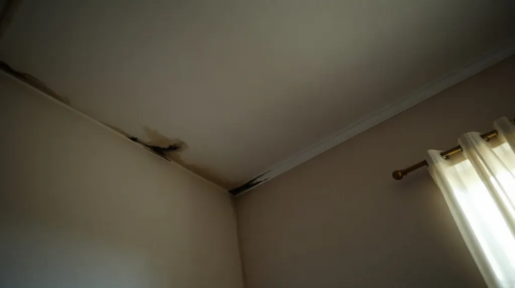Moisissures dans l'angle d'une chambre humide