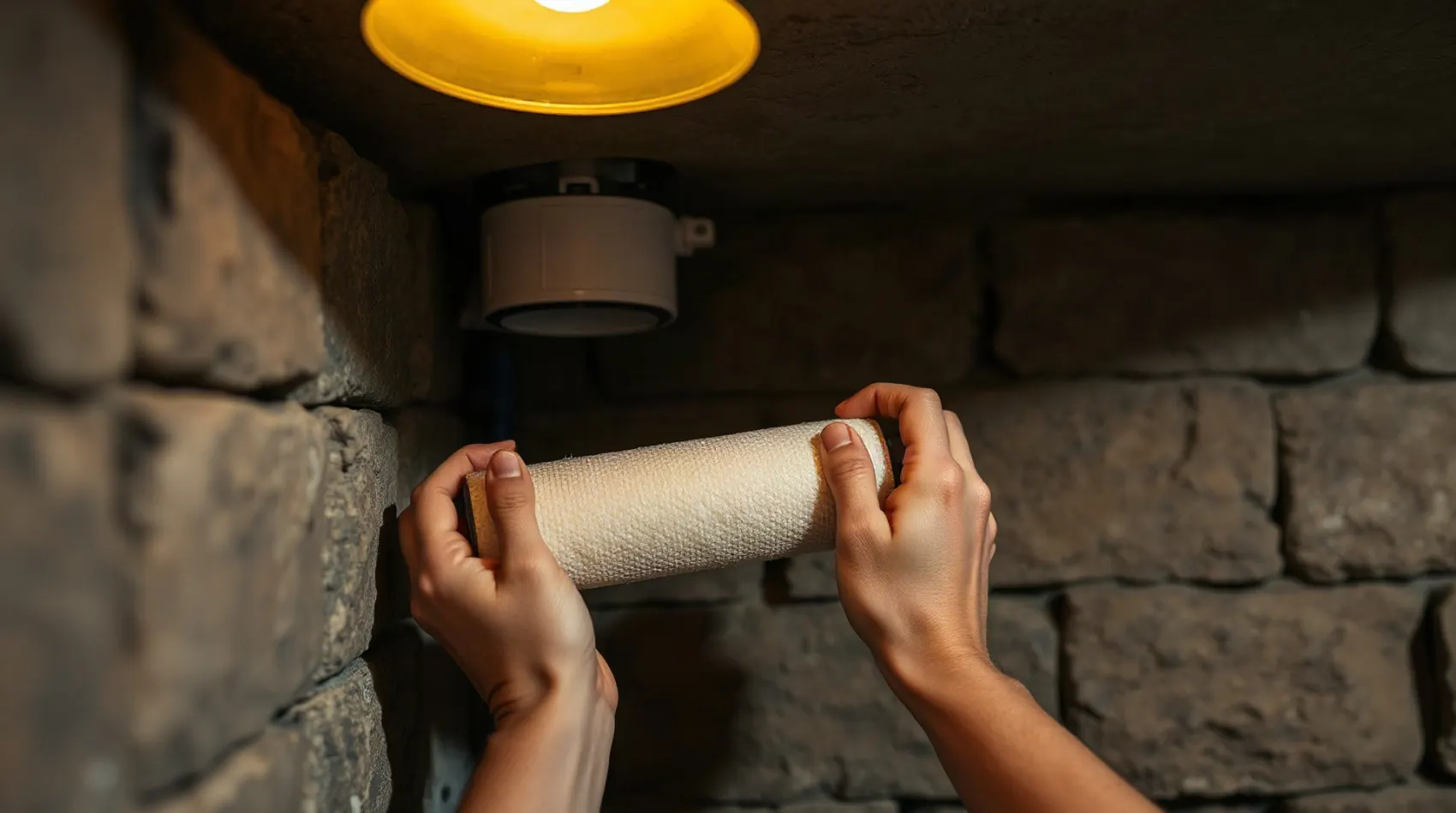 Recharge d'absorbeur Rubson saturée retirée dans une cave humide